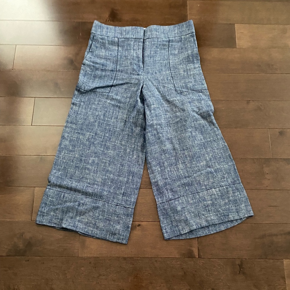 Ann Taylor Linen Wide Leg Crop Pants